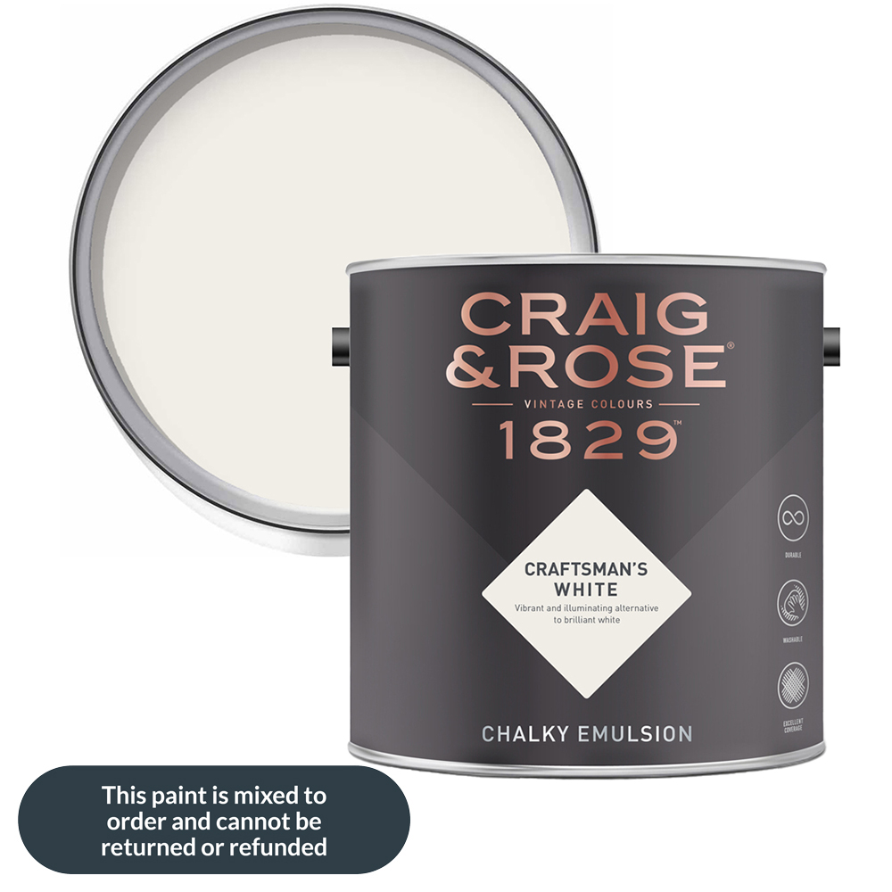 Craig & Rose Walls and Ceilings Craftsmans White Chalky Matt Emulsion Paint 2.5L