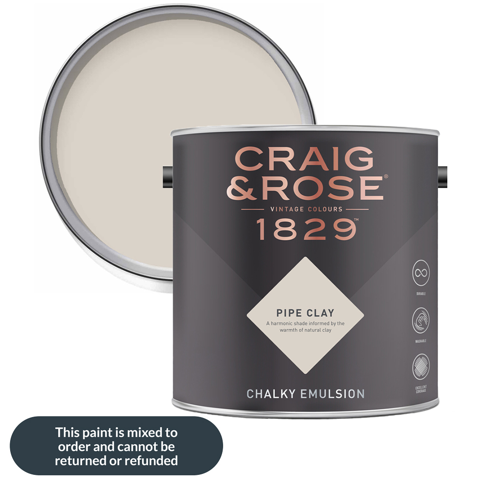 Craig & Rose Walls and Ceilings Pipe Clay Chalky Matt Emulsion Paint 2.5L