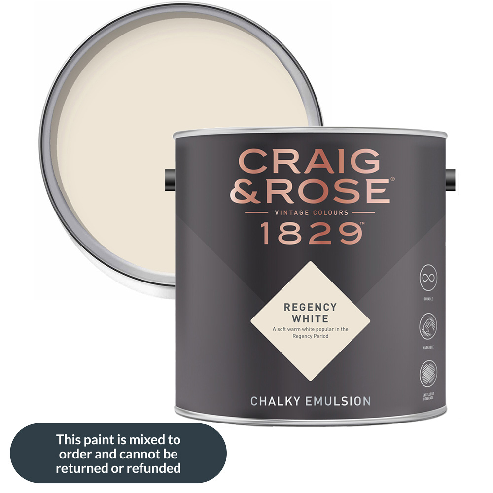 Craig & Rose Walls and Ceilings Regency White Chalky Matt Emulsion Paint 2.5L