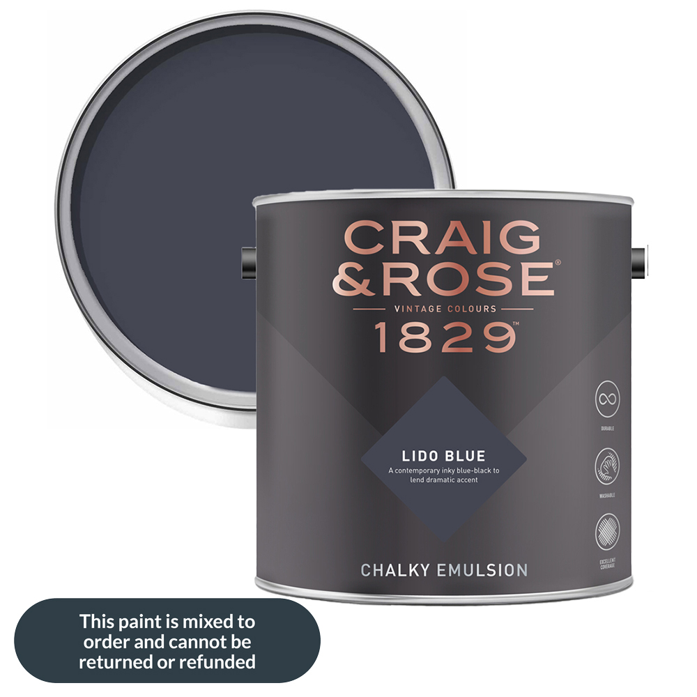 Craig & Rose Walls and Ceilings Lido Blue Chalky Matt Emulsion Paint 2.5L