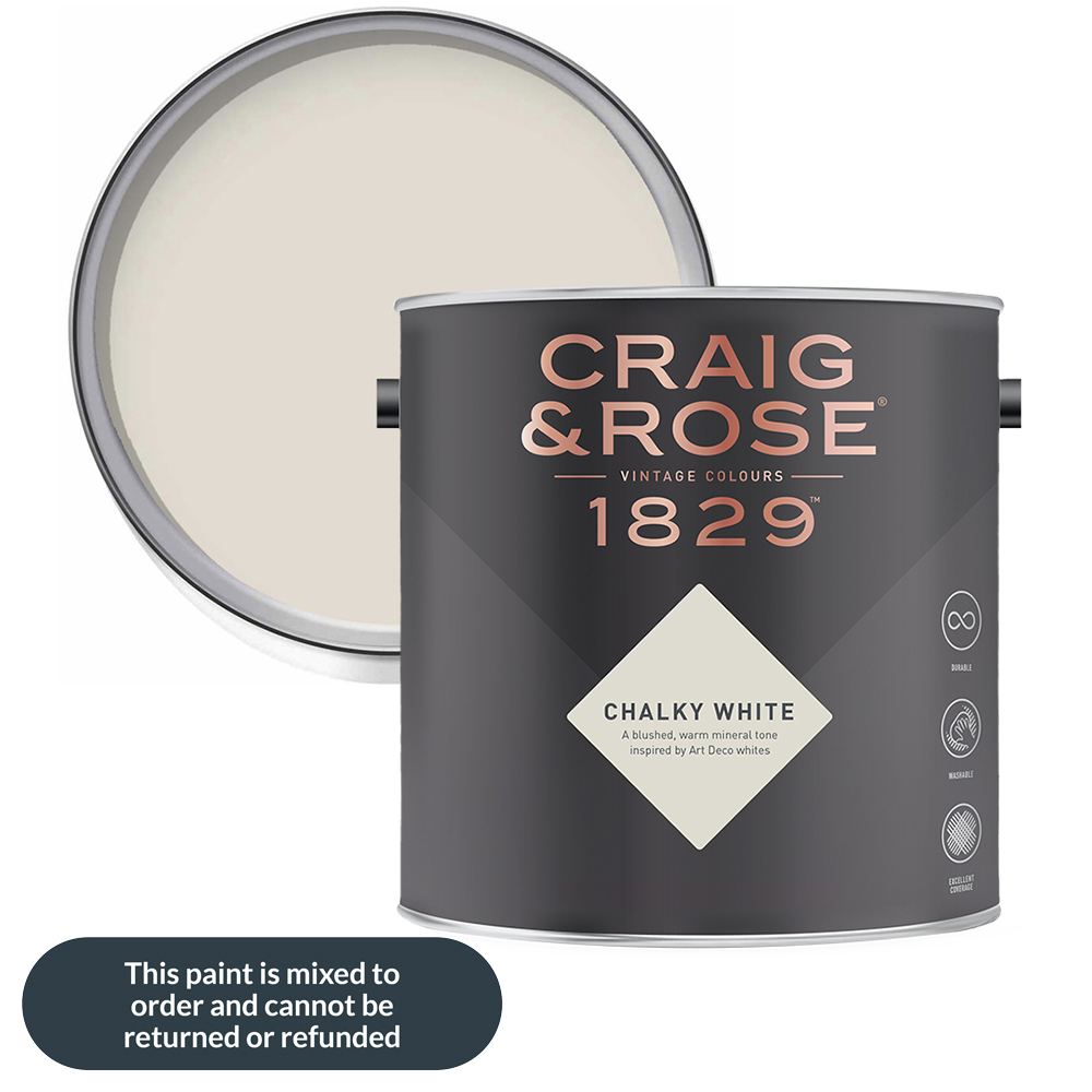 Craig & Rose Kitchen and Bathroom Chalky White Eggshell Paint 750ml