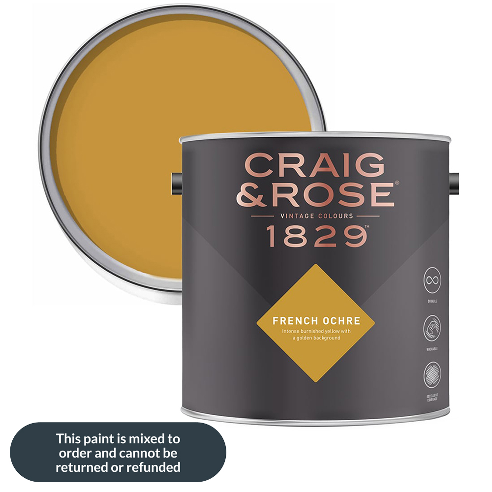 Craig & Rose Kitchen and Bathroom French Ochre Eggshell Paint 750ml