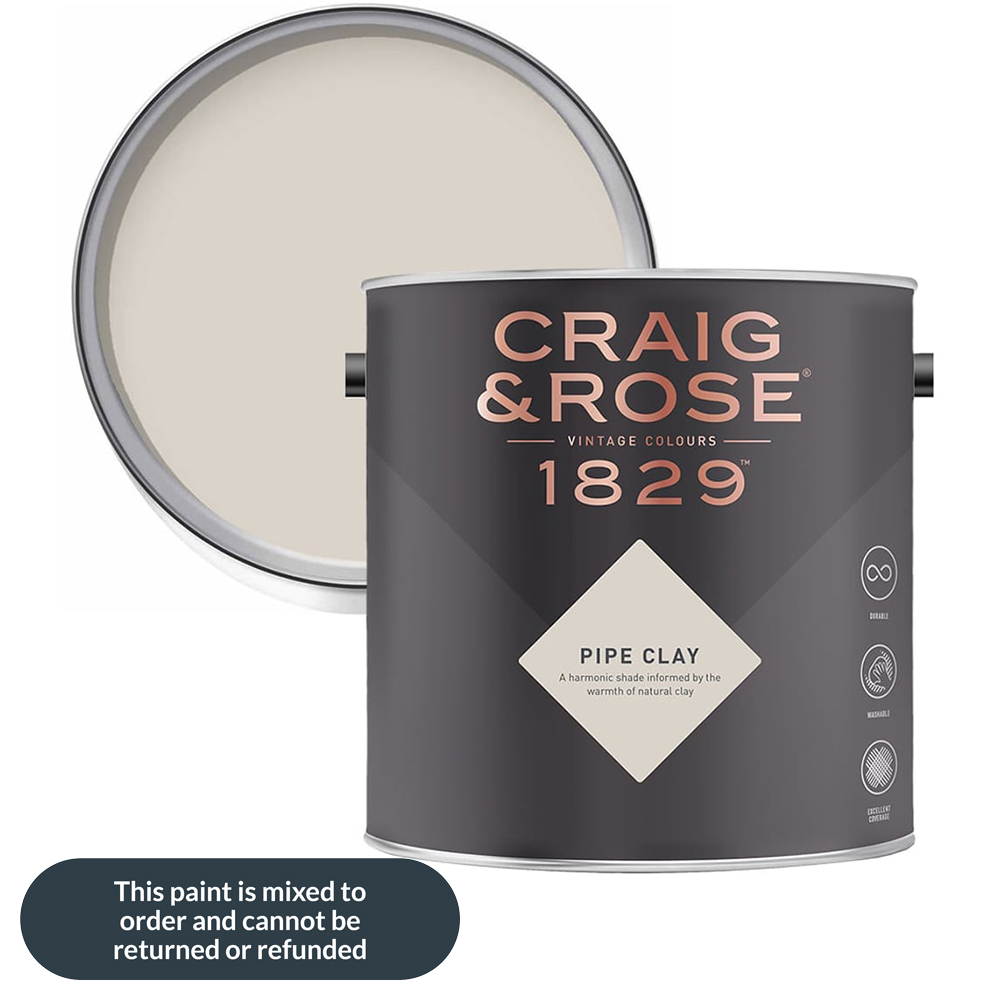 Craig & Rose Kitchen and Bathroom Pipe Clay Eggshell Paint 750ml