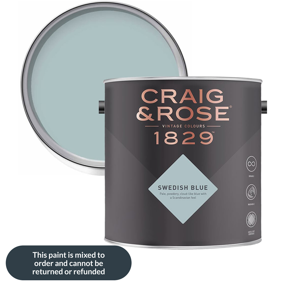 Craig & Rose Kitchen and Bathroom Swedish Blue Eggshell Paint 750ml