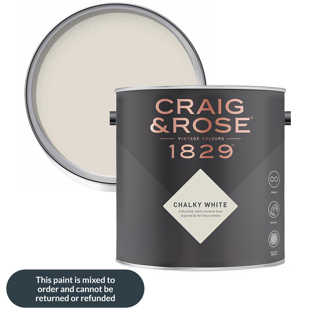 Craig & Rose Kitchen and Bathroom Chalky White Eggshell Paint 2.5L