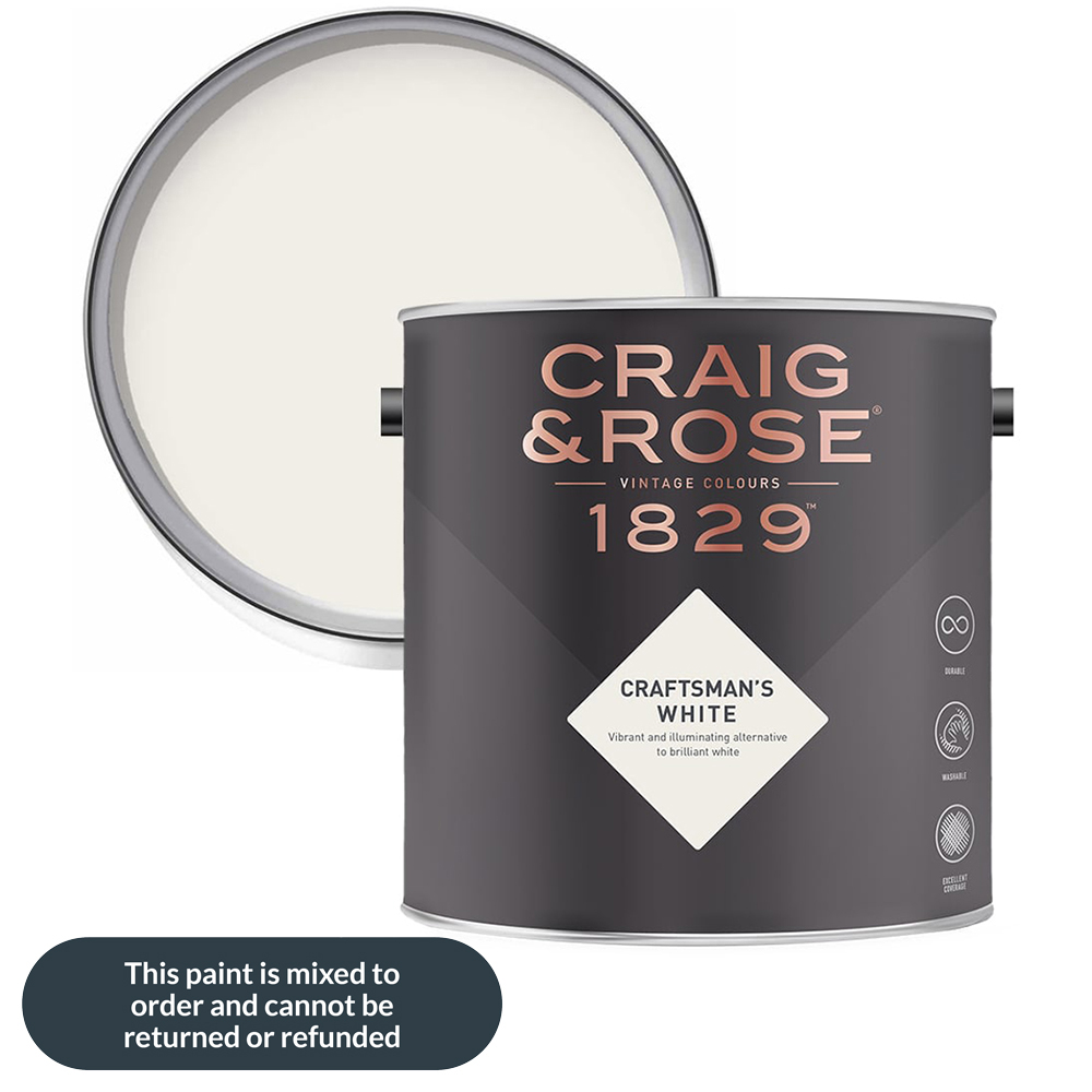 Craig & Rose Kitchen and Bathroom Craftsmans White Eggshell Paint 2.5L