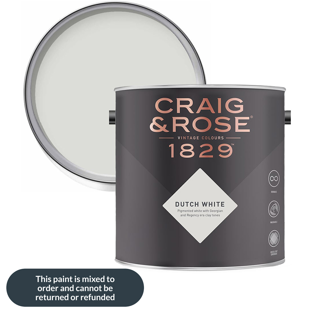Craig & Rose Kitchen and Bathroom Dutch White Eggshell Paint 2.5L