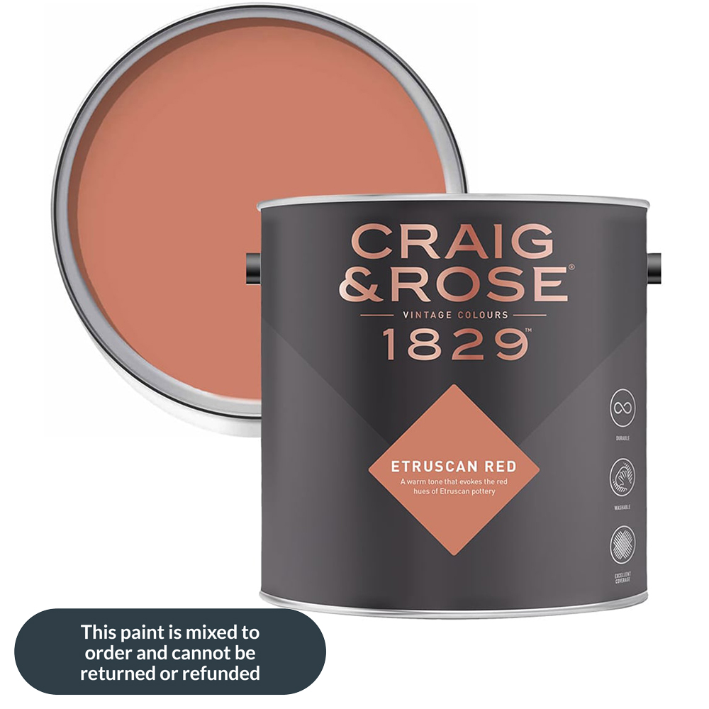 Craig & Rose Kitchen and Bathroom Etruscan Red Eggshell Paint 2.5L