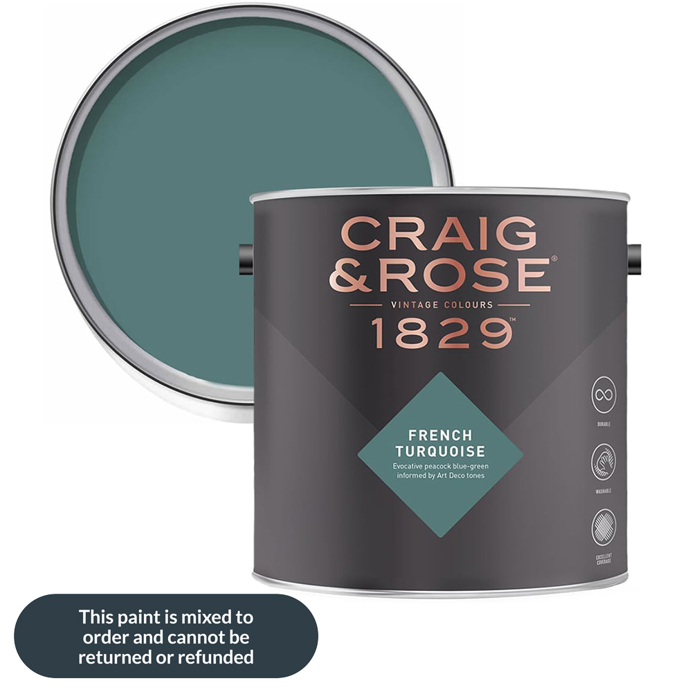 Craig & Rose Kitchen and Bathroom French Turquoise Eggshell Paint 2.5L