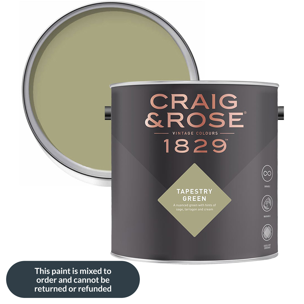 Craig & Rose Kitchen and Bathroom Tapestry Green Eggshell Paint 2.5L