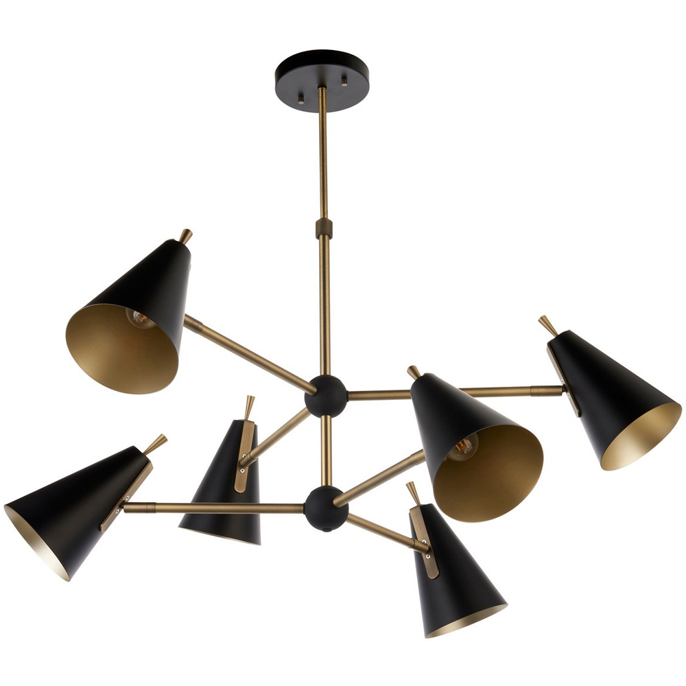 Merano Alta 6 Light Matt Black and Antique Brass Pendant Light