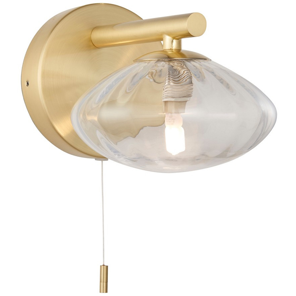Merano Oristano Ribbed Glass Satin Brass Plate Bathroom Wall Light