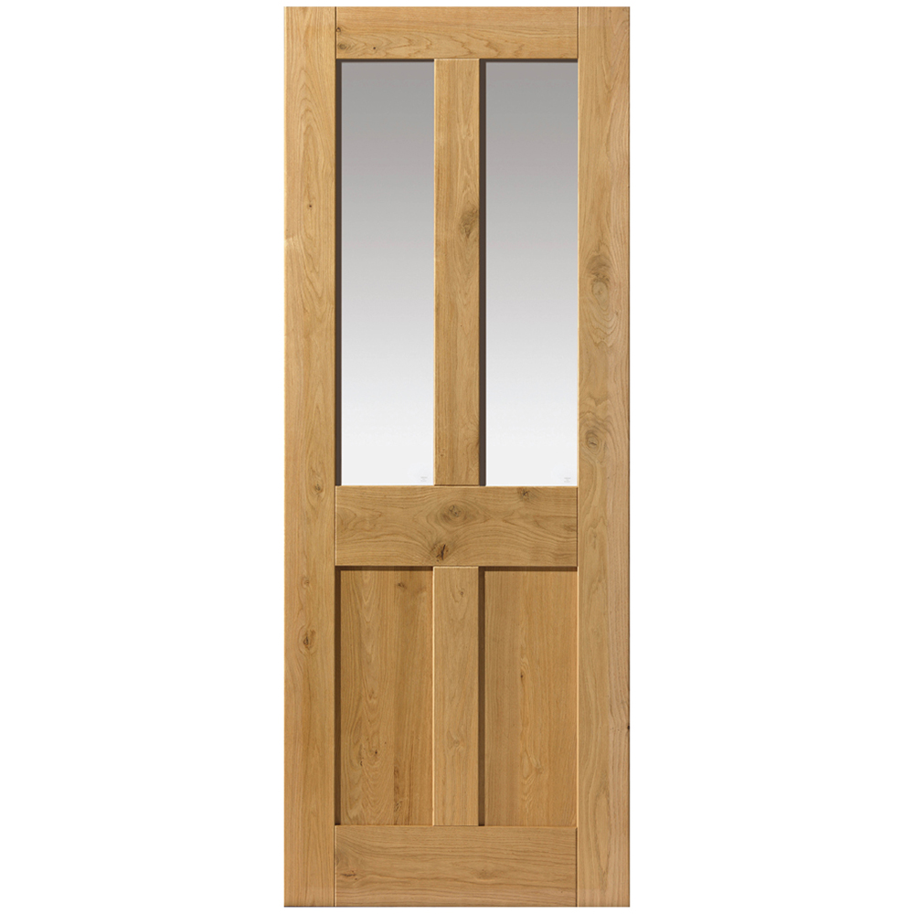 JB Kind Rustic Cottage Oak 4 Panel Glazed Internal Door 1981 x 762mm