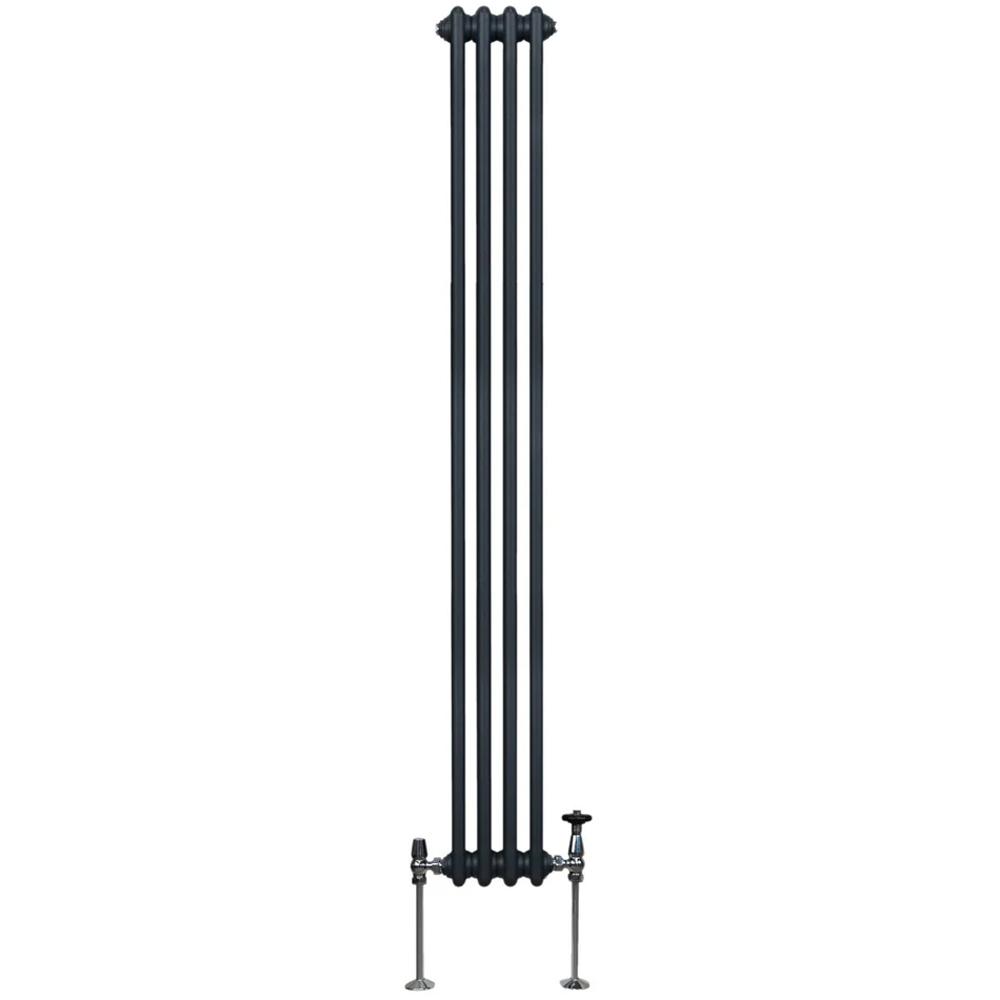 Monster Shop 1800 x 202mm Anthracite Grey Traditional 3 Column Radiator - 2639 BTU - Steel