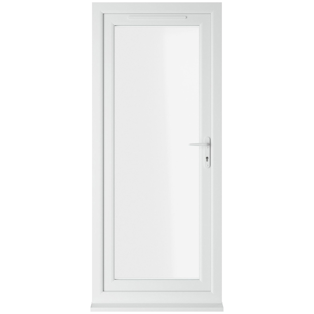 Crystal uPVC Double Glazed White Door Full Glass Left hand Clear Glass 890x2090mm
