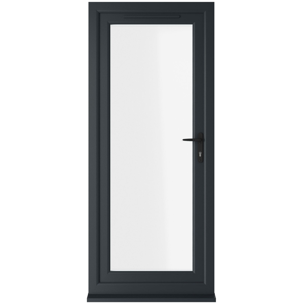 Crystal uPVC Double Glazed Grey White Door Full Glass Left hand Clear Glass 920x2090mm
