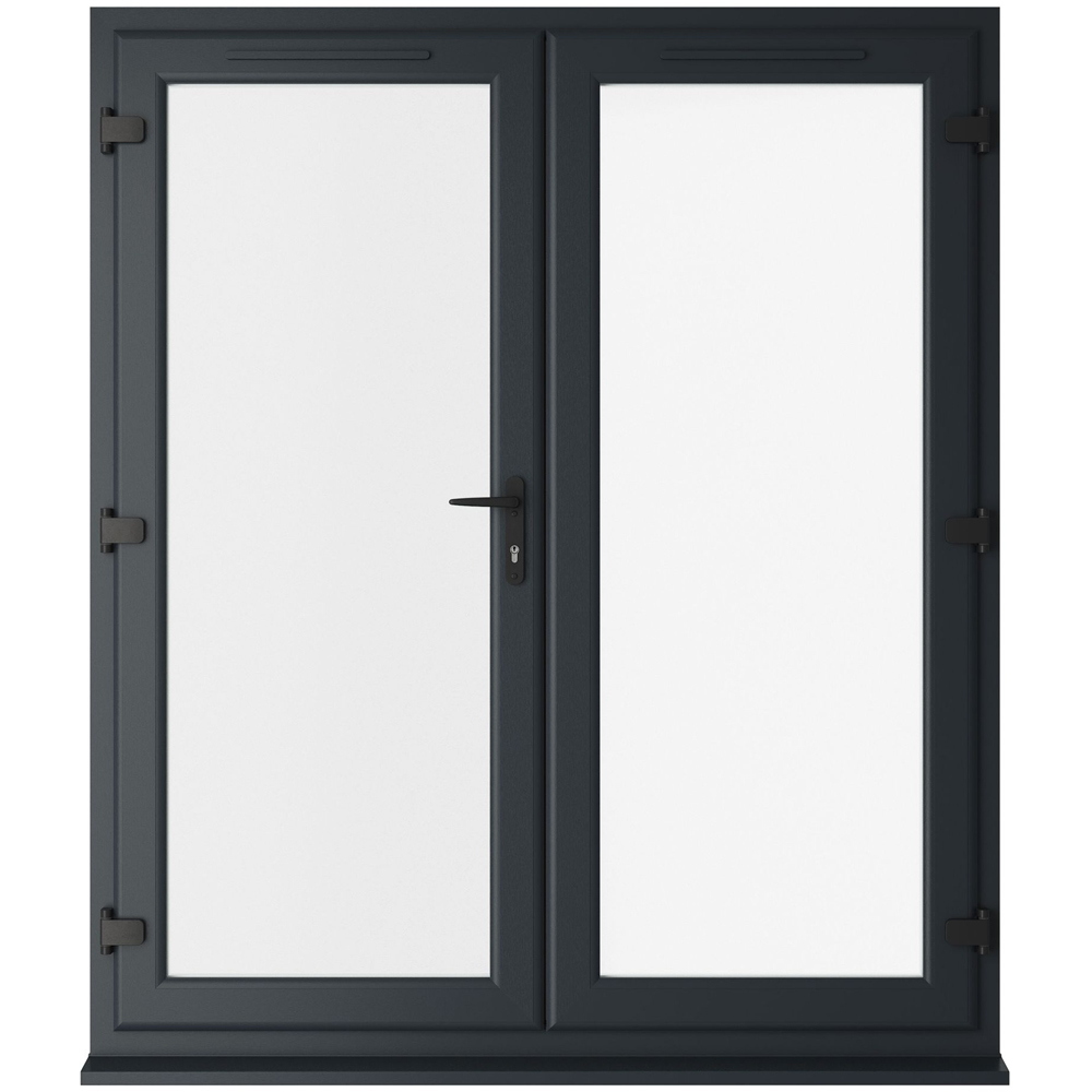 Crystal uPVC Double Glazed French Door Left hand master Grey White Clear Glass 1690x2055mm