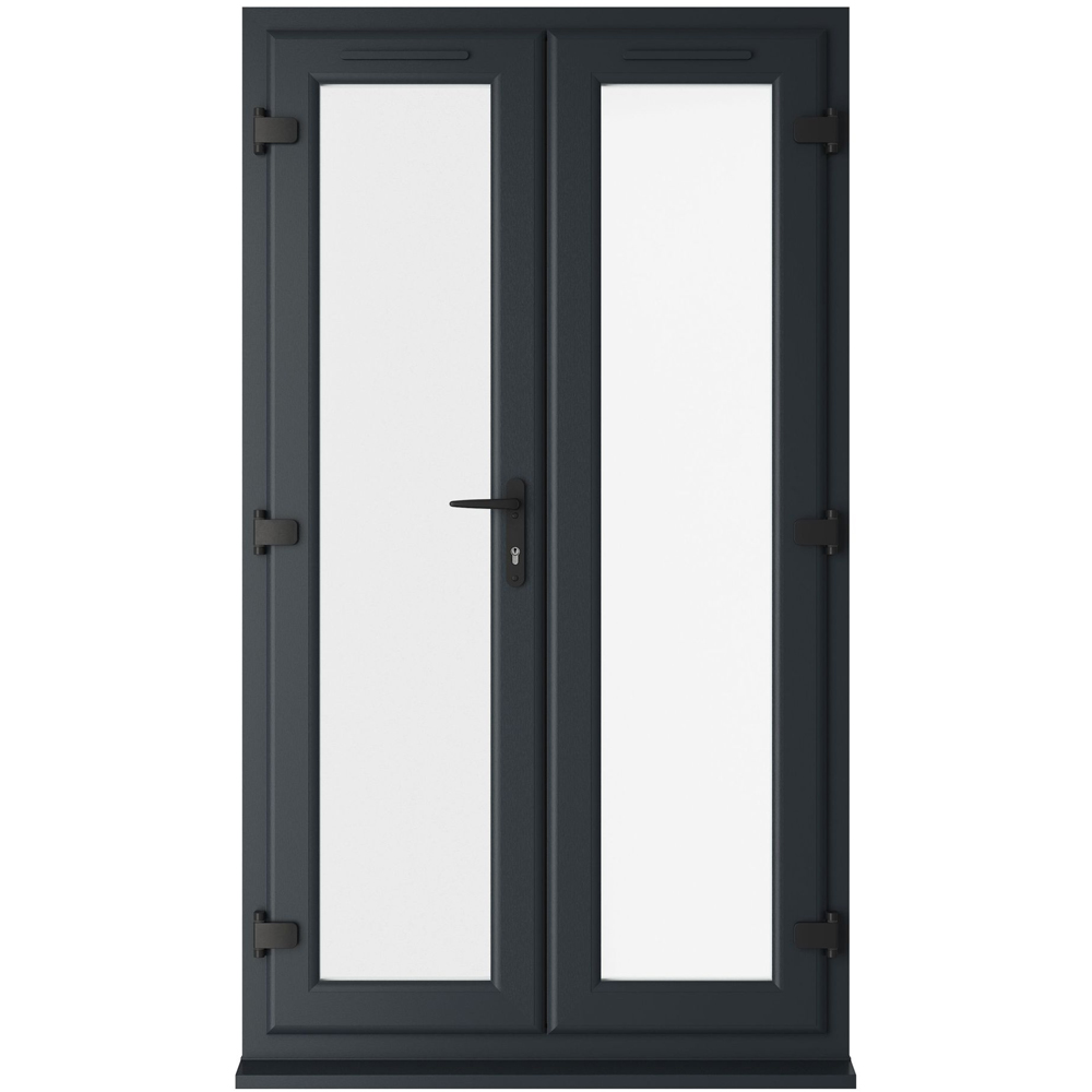Crystal uPVC French Door - Left Hand Master - Grey White - Triple Glazed Clear Glass - 1190x2055mm