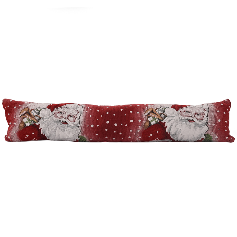 Noel Square Santa Gifts Draught Excluder - Red Cotton Chenille - New