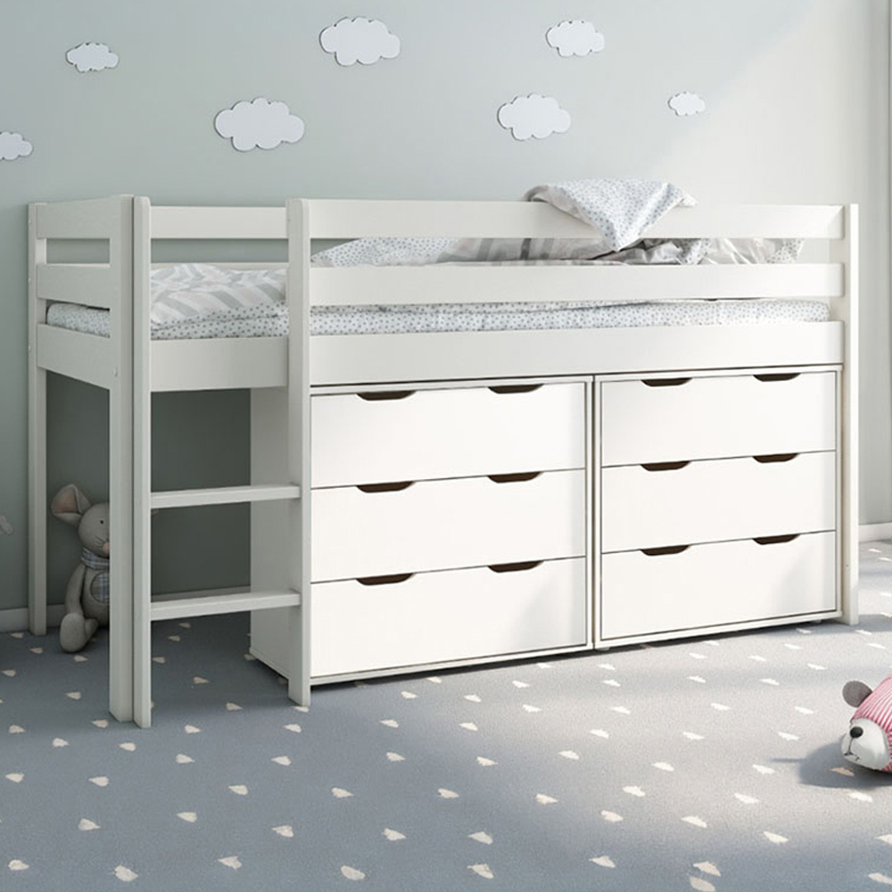 Noomi Beds White Noomi Midi Single Continental Mid Sleeper With Underbed Drawer