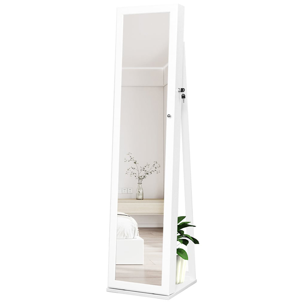 Costway 3 in 1 White Swivel Mirrored Jewellery Armoire with Display Shelves
