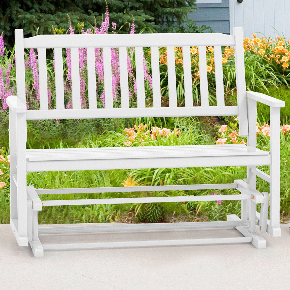Costway 2 Seater White Glider Garden Bench