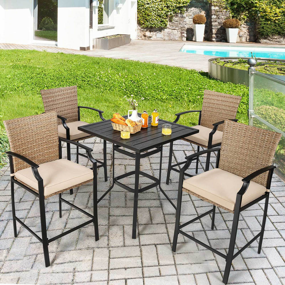 Costway PE Rattan Bar Stool Set of 4