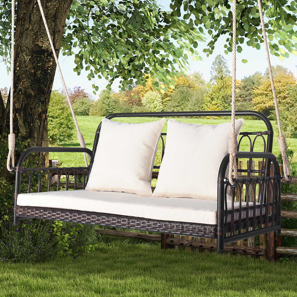 Costway 2 Seater White Garden Swing Chair