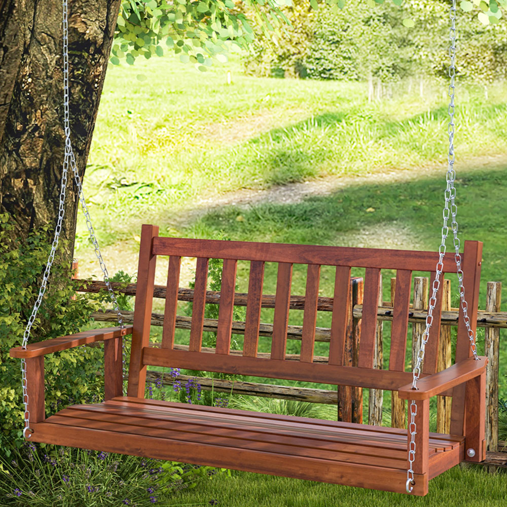 Costway 2 Seater Brown Garden Swing