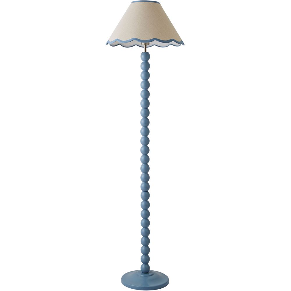 ValueLights Bobbins Blue Scallop Shade Powder Blue LED Floor Lamp