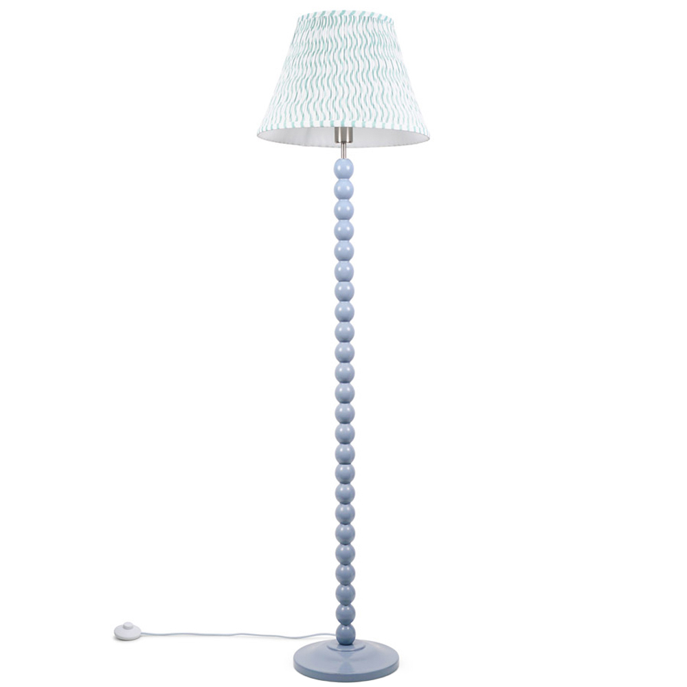ValueLights Bobbins Powder Blue LED Floor Lamp - Green Arrow Shade - Blue