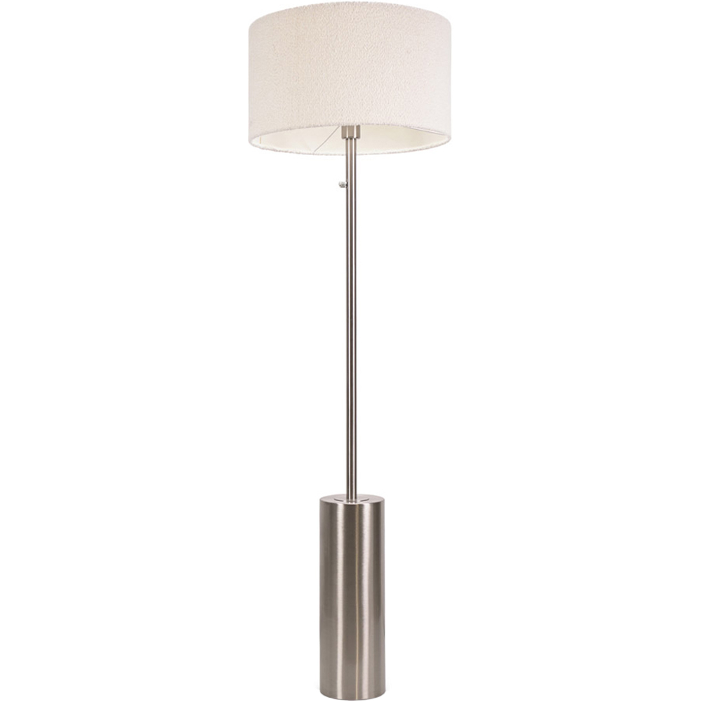 Valuelights Silver Lexy Cream Boucle Shade Chrome Led Floor Lamp