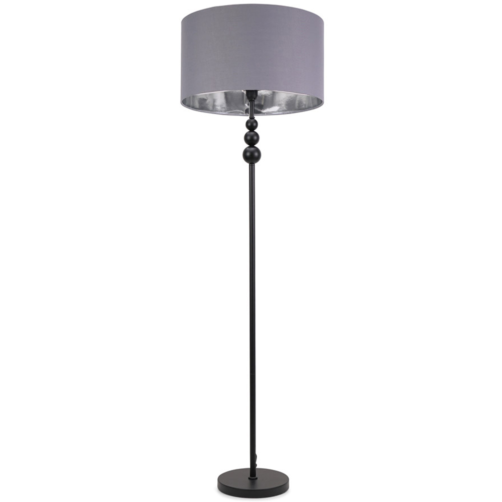 ValueLights Marissa Grey and Chrome Shade Black Ball LED Floor Lamp