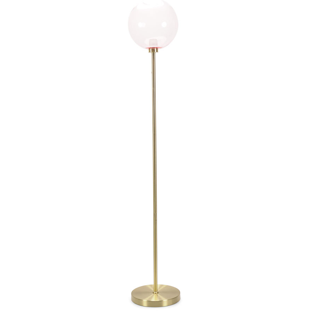 ValueLights Frenchie Pink Tinted Globe Floor Lamp - Gold Stem - LED