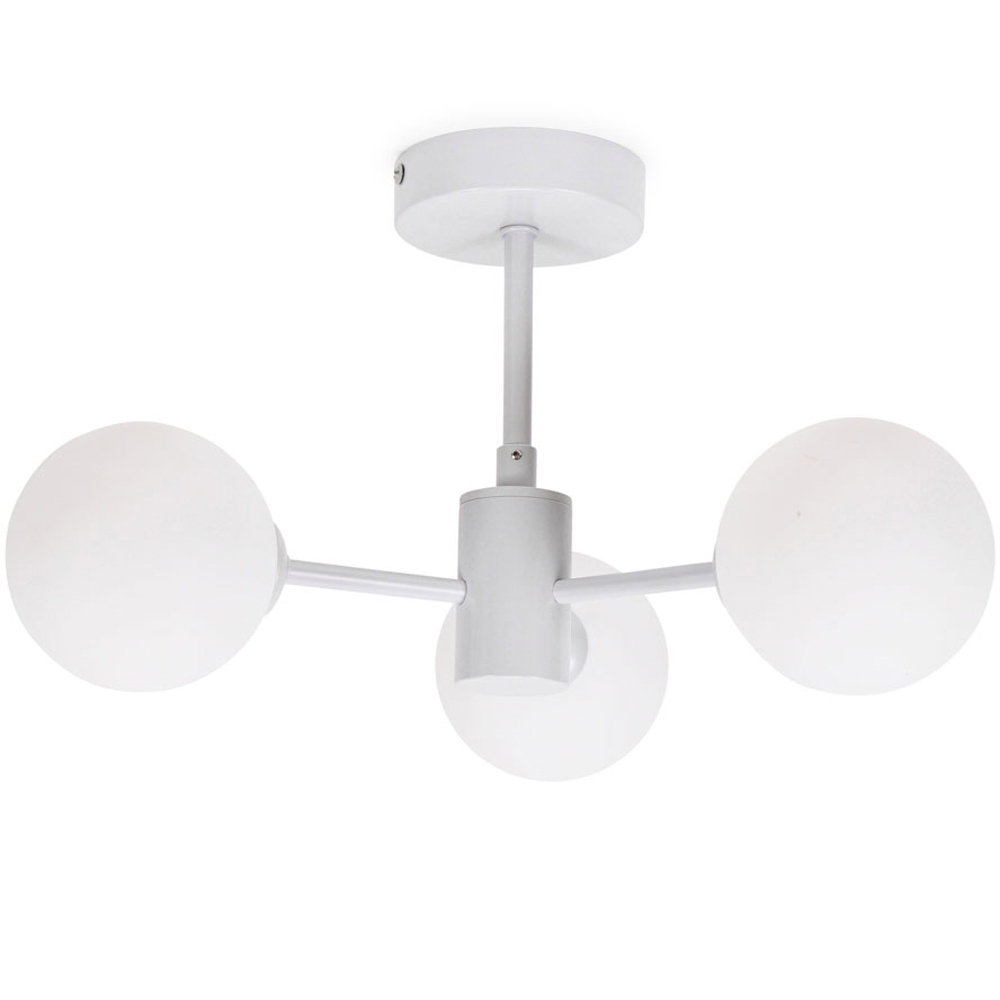 Valuelights Marlow 3 Arm Oyster Opaque Glass Globe Led Ceiling Light Grey Size 21.5