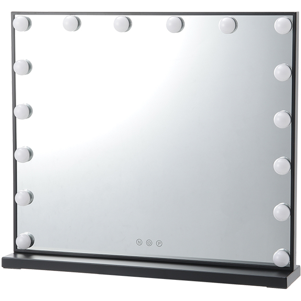 Living and Home Black Rectangle LED Vanity Makeup Mirror 62 x 52cm