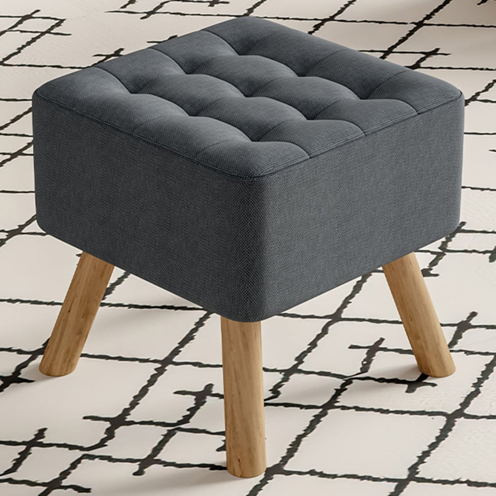 Living and Home Grey Linen Footstool