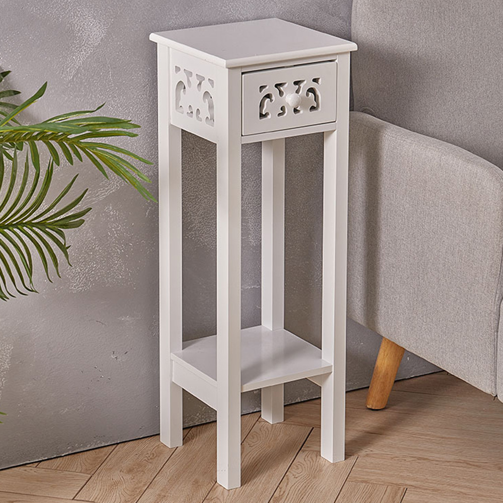 Living and Home Single Drawer Single Shelf French Style Slim Side Table