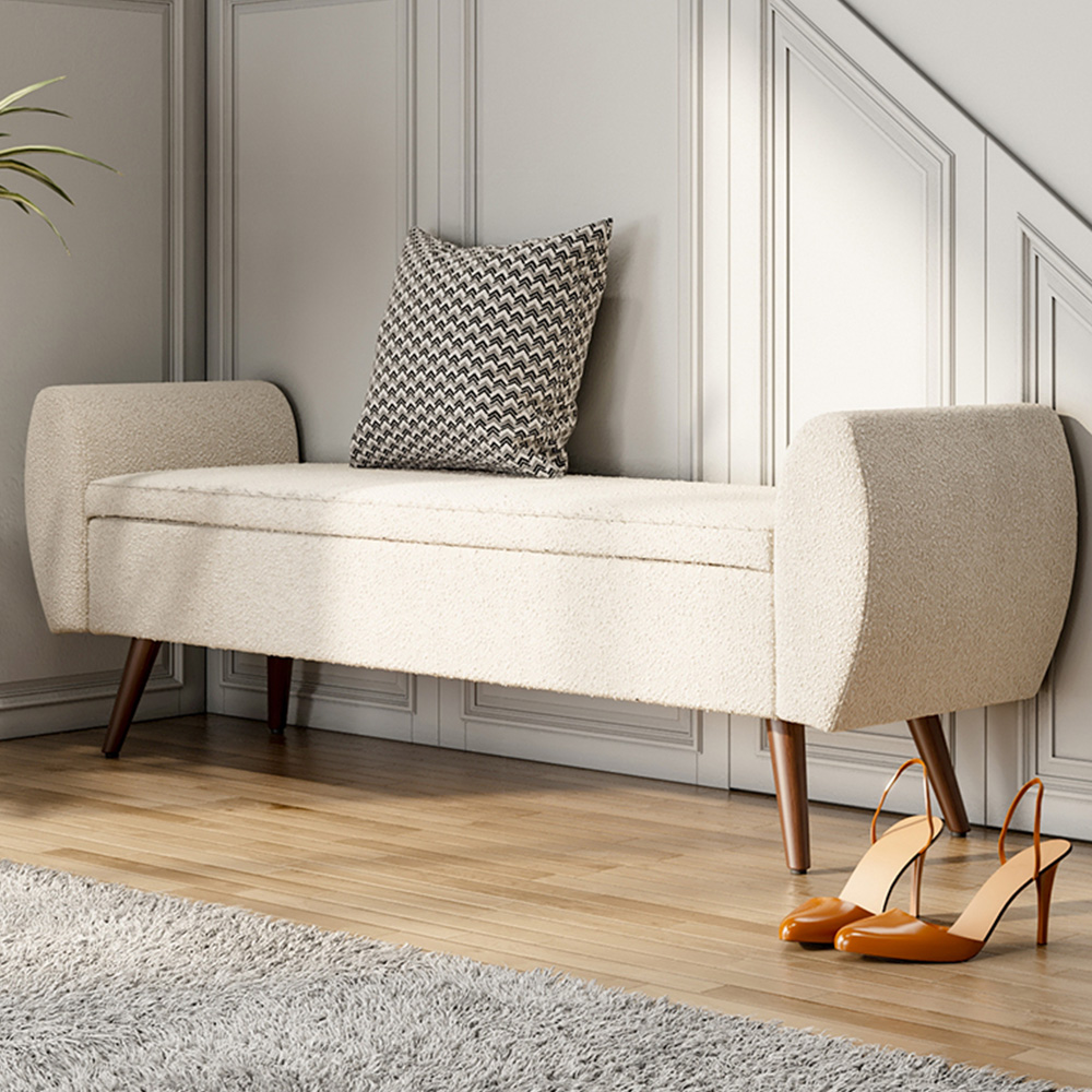 Living and Home Teddy Fur Upholstered Storage Bench