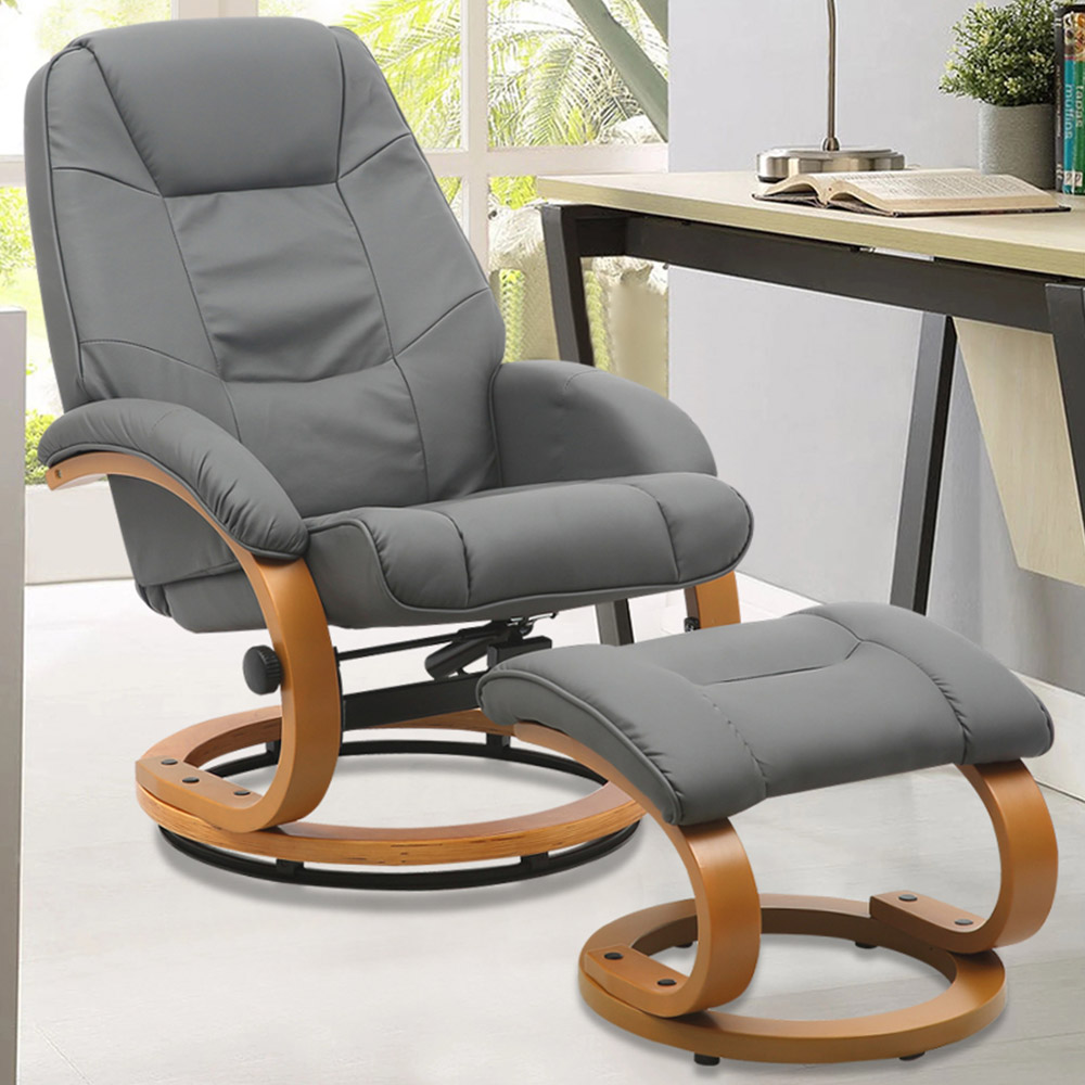 Living and Home Grey Executive Office Reclining Chair with Footstool