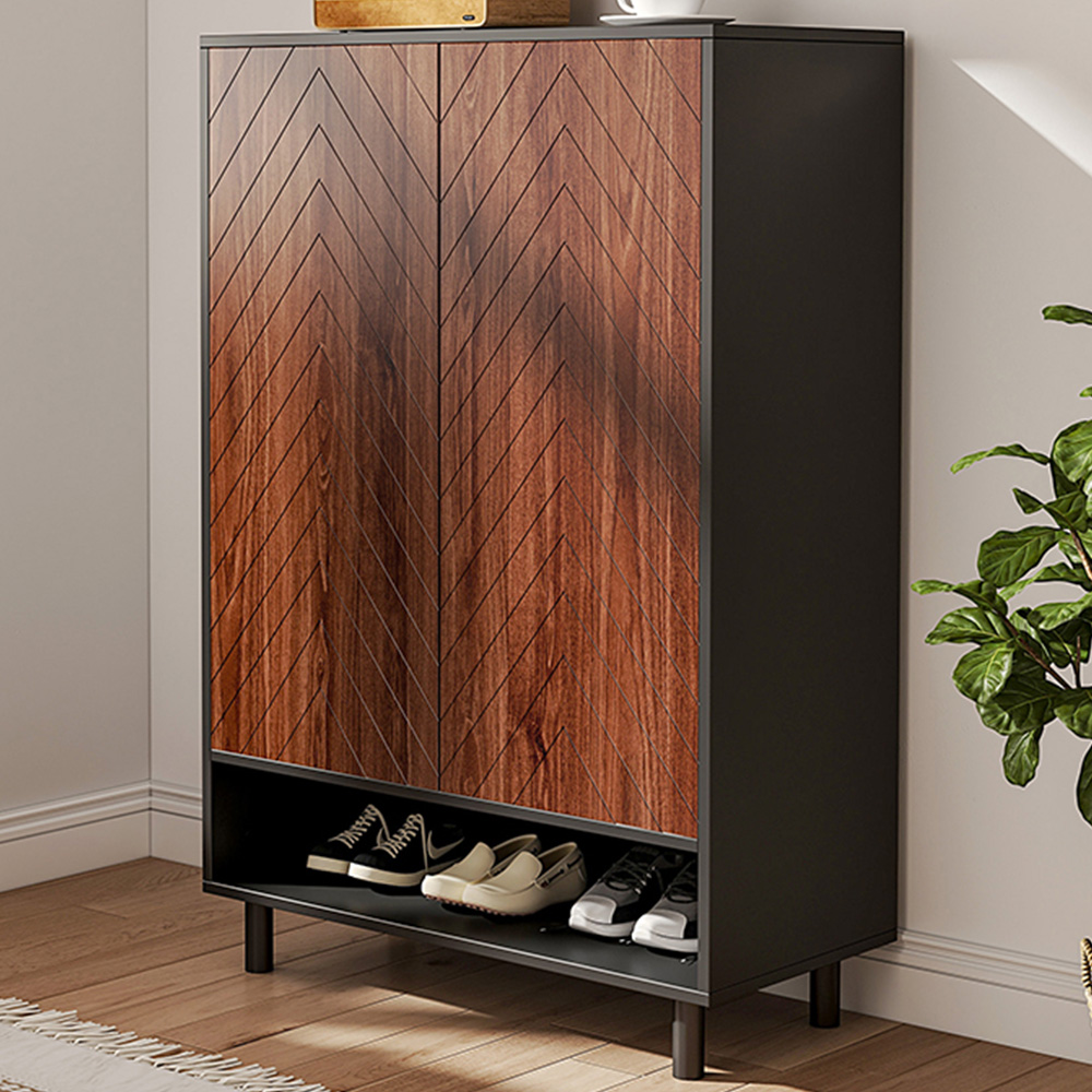 Living and Home 6 Shelf Black Shoe Cabinet