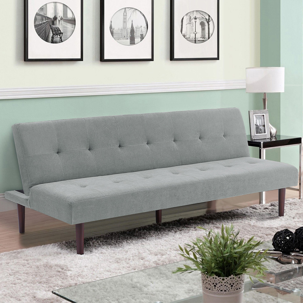 Living and Home 2 Seater Grey Contemporary Convertible Sofa Bed