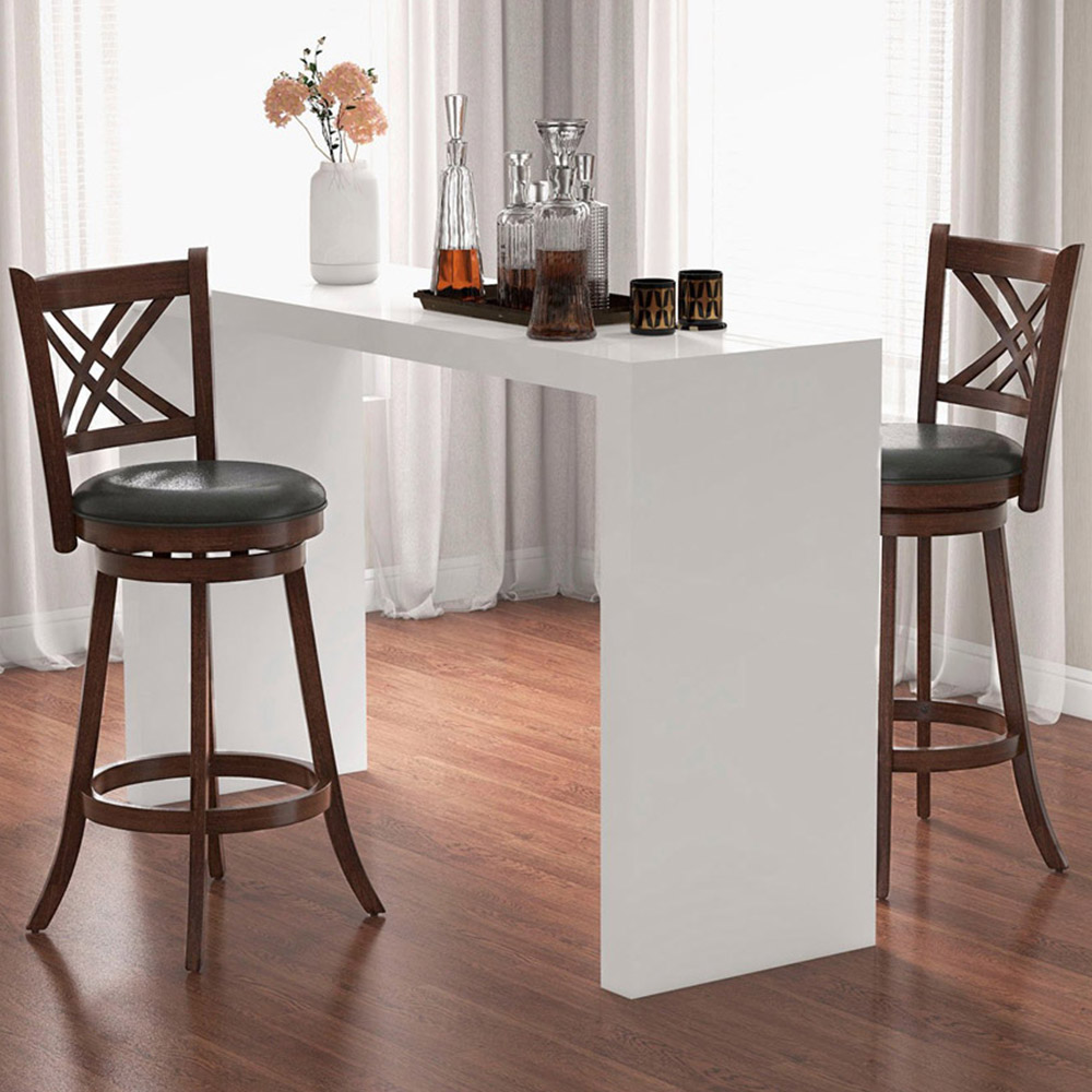 Costway Swivel Upholstered Counter Height Bar Stool Set of 2
