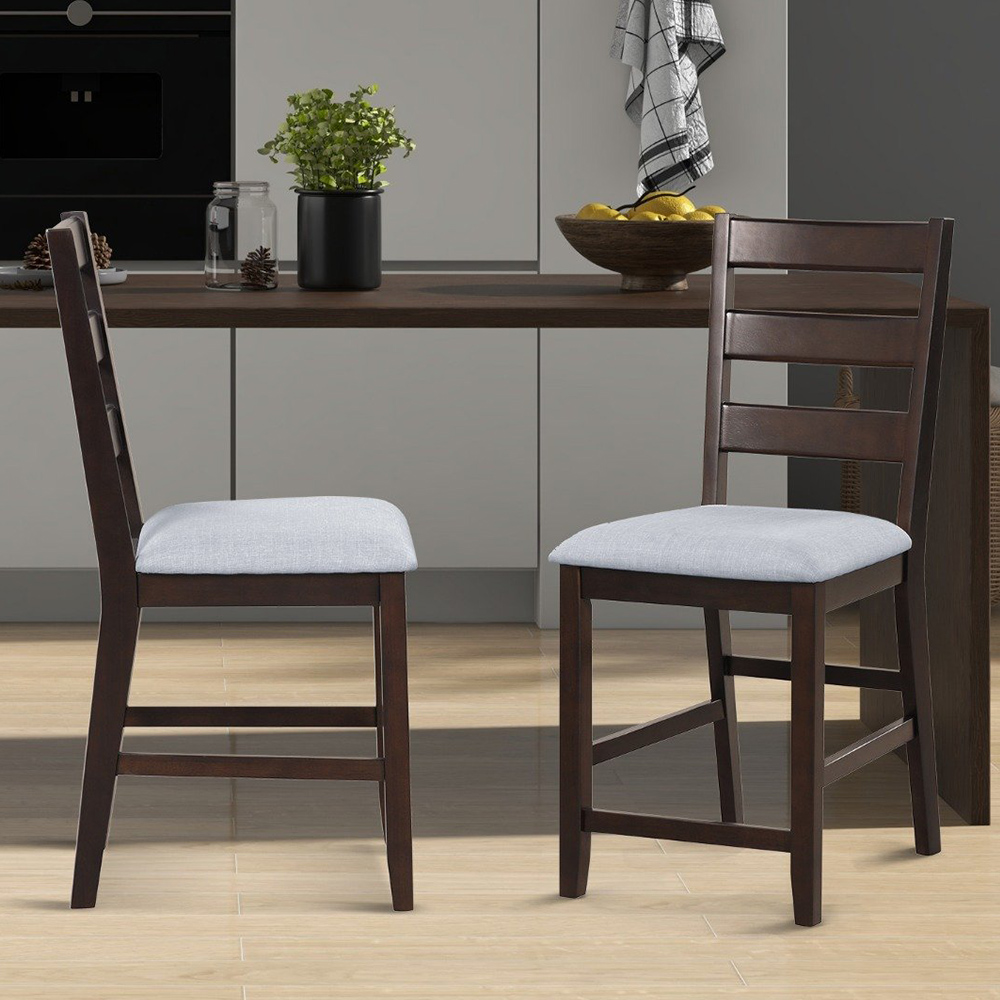 Costway Brown Counter Height Bar Stool Set of 2