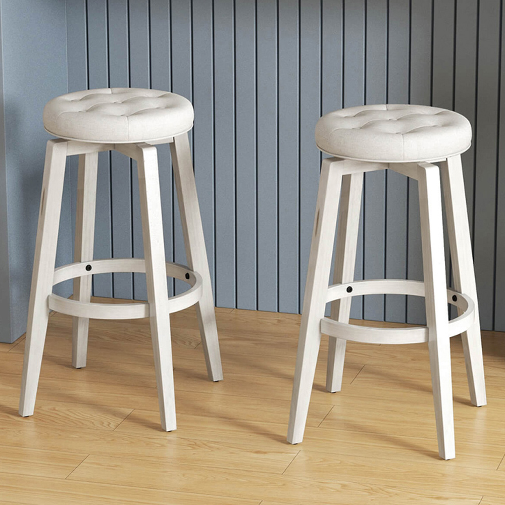 Costway White Swivel Bar Stool Set of 2