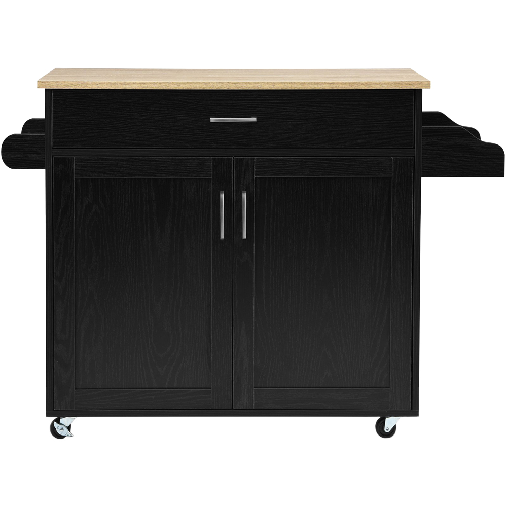 Costway 2 Door Single Drawer Black Kitchen Island Trolley