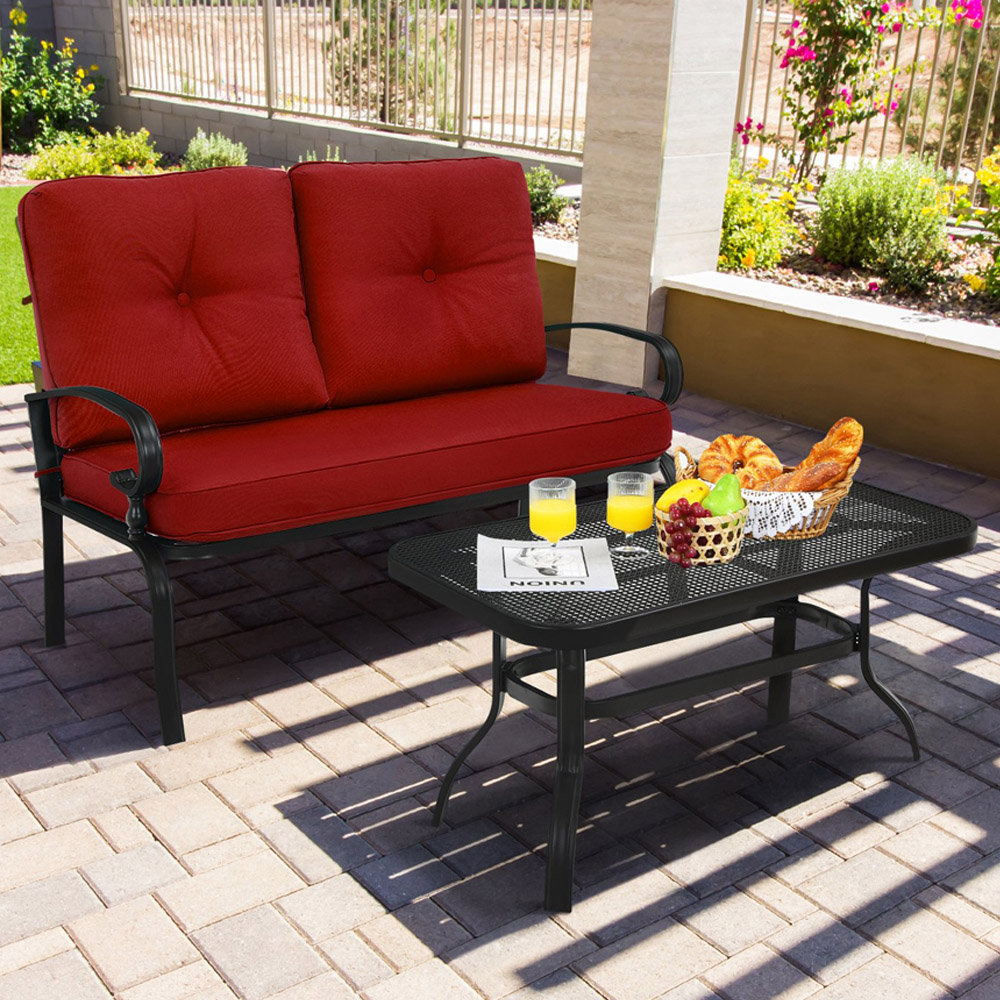 Costway 2 Seater Garden Bistro Set Red