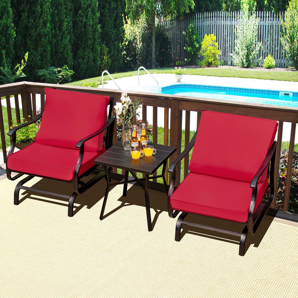 Costway 2 Seater Garden Bistro Set with Cushion Red
