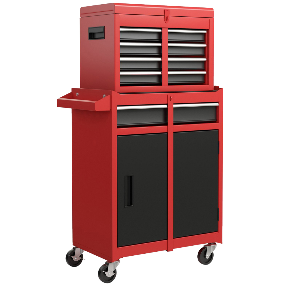 Costway 5 Drawer Black and Red High Capacity Tool Storage Cabinet
