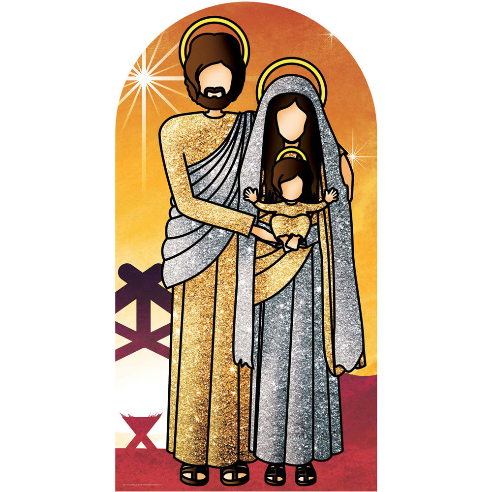 Star Cutouts Sunset Gold and Silver Christmas Holy Religious Sacred Family Cardboard Cutout 5.9ft